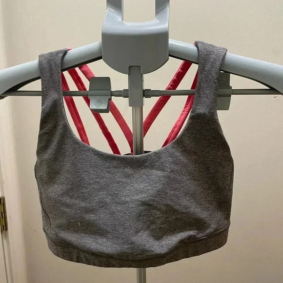 lululemon athletica Other - Lululemon  Energy Strappy Sports Bra 8 Heathered Slate Gray/Coral